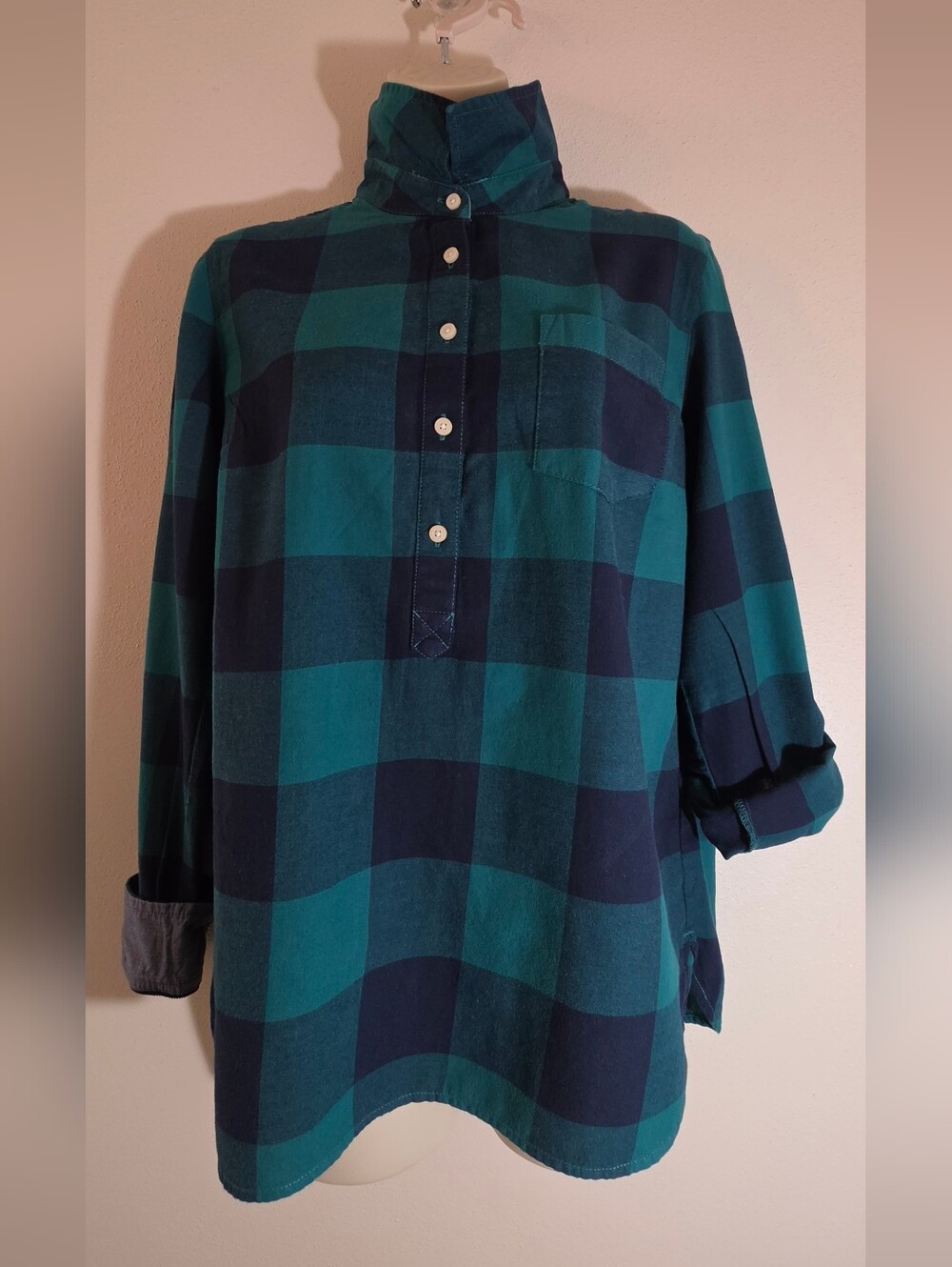 Tommy Hilfiger Teal and Navy Plaid Button-Down Shirt